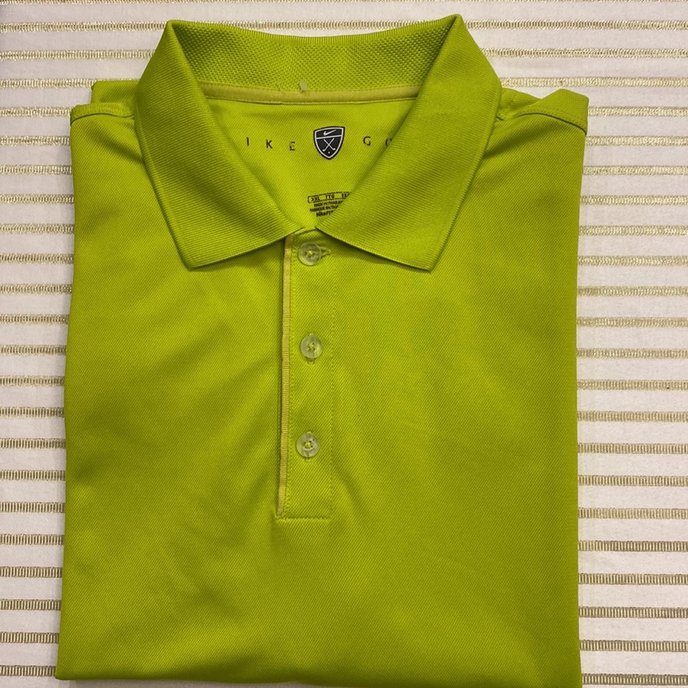 Nike FIT DRY Golf polo , polyester solid short sleeve shirt lime color XXL 🌞